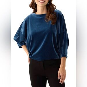 NWT Gloria Vanderbilt Women's Dixie Top-Peacock Blue-L